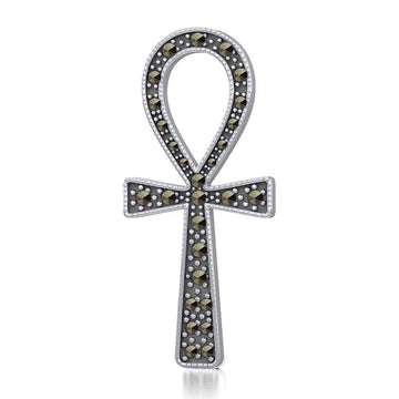 Sterling Silver Ankh Pendant with Marcasite TPD5317 - Jewelry
